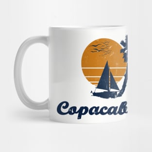 Copacabana Brazil . Sunset Palm Tree Sailor Bot Summer Design Mug